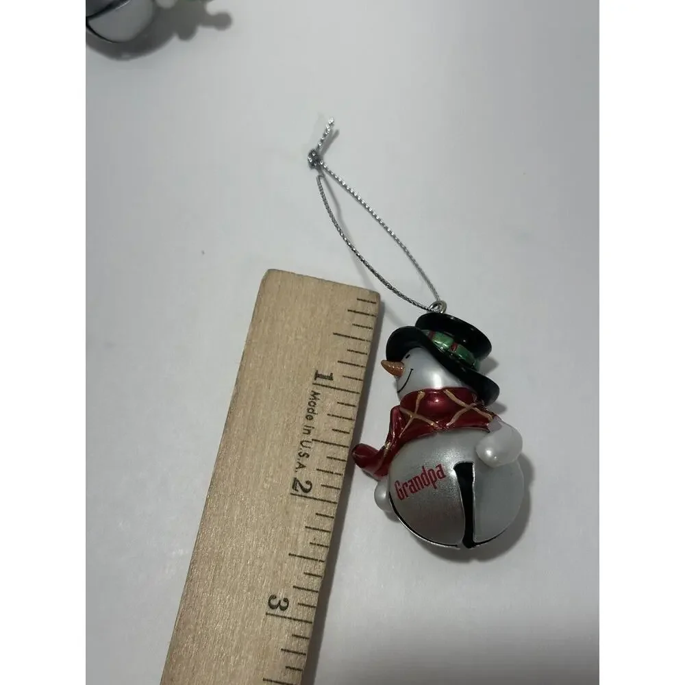 Pair Ganz Snowman Silver Bells‎ Ornament Grandpa And Grandma Lot Of 2